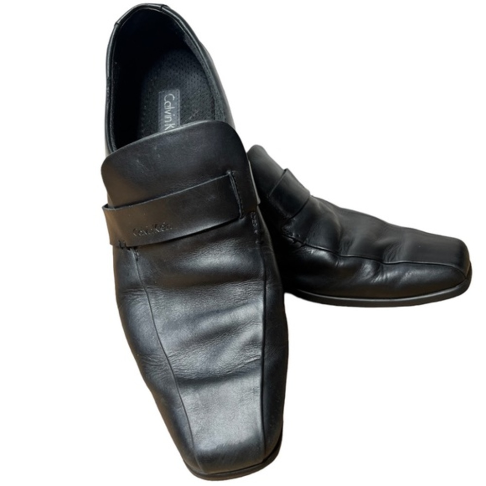 Calvin Klein Black Leather Slip On Loafers‎ Men’s Loafer Size 11.5